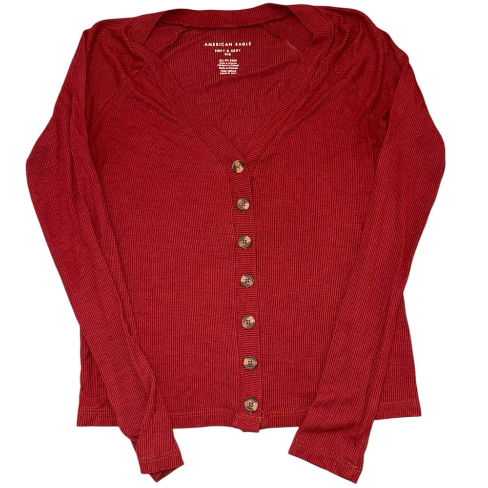 American Eagle Outfitters Soft & Sexy Fitted Ribbed Knit Button Down Cardigan XS